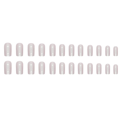 Press on Nails Medium Square Fake Nails Chrome Acrylic Nails Glossy Glue on Nails White Aurora Squoval Artificial Nails Pearl Flash Stick on False Nails with Design 24 Pcs